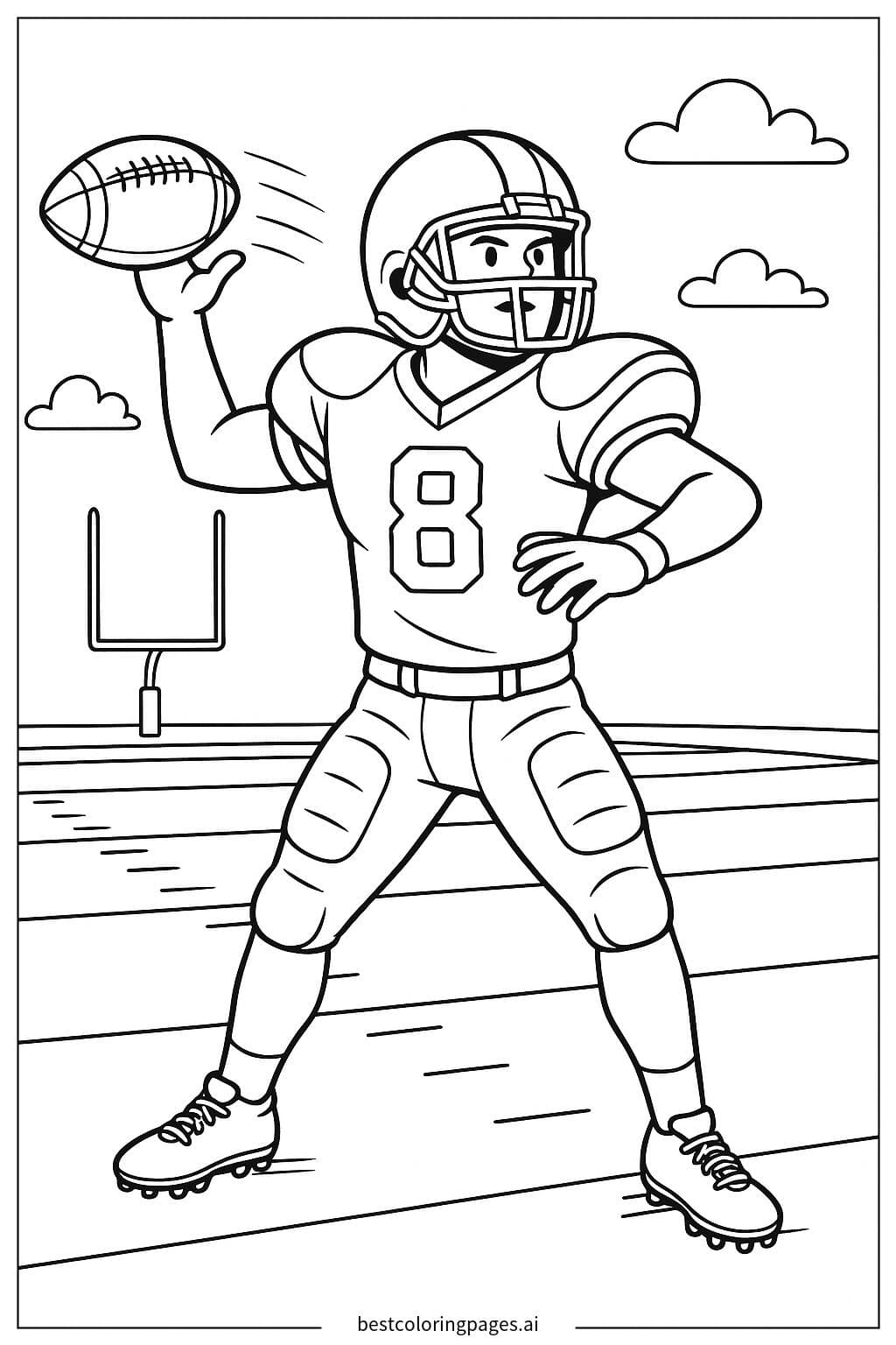 American Football Player Throwing a Pass