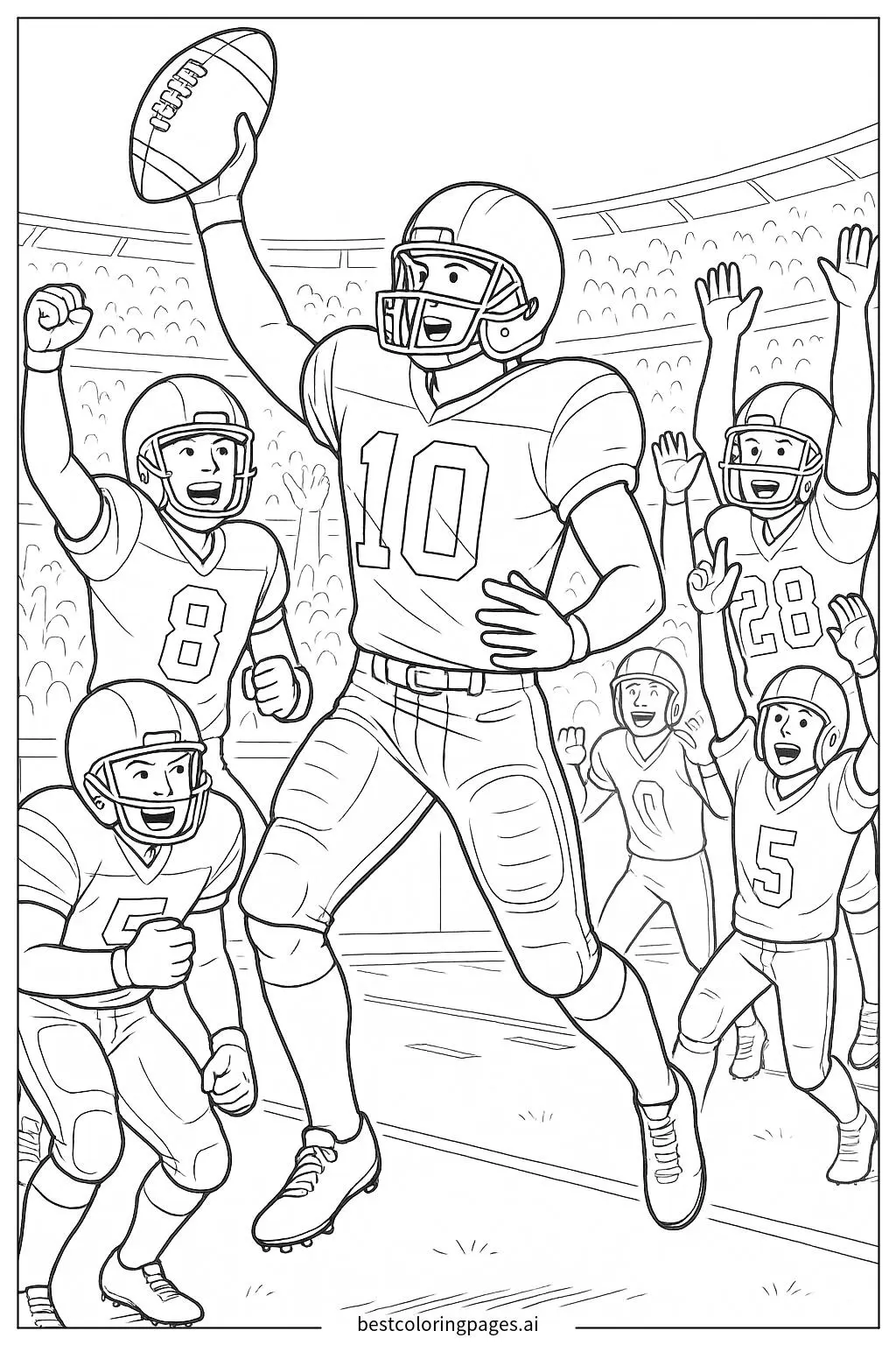Football Team Celebrating a Touchdown