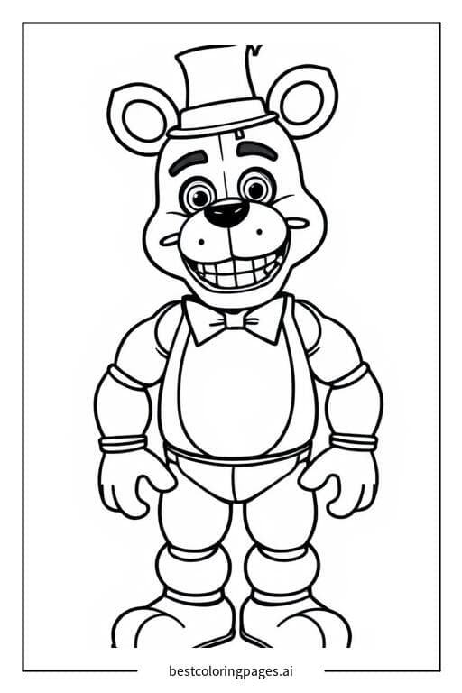 Freddy in piedi e sorridente