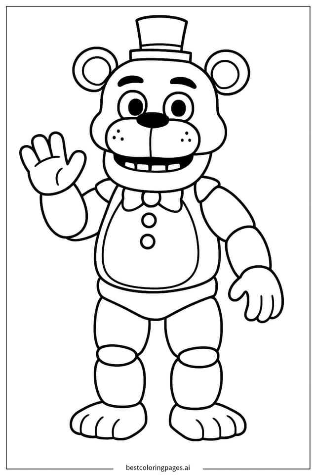 Freddy 舉手打招呼 著色圖