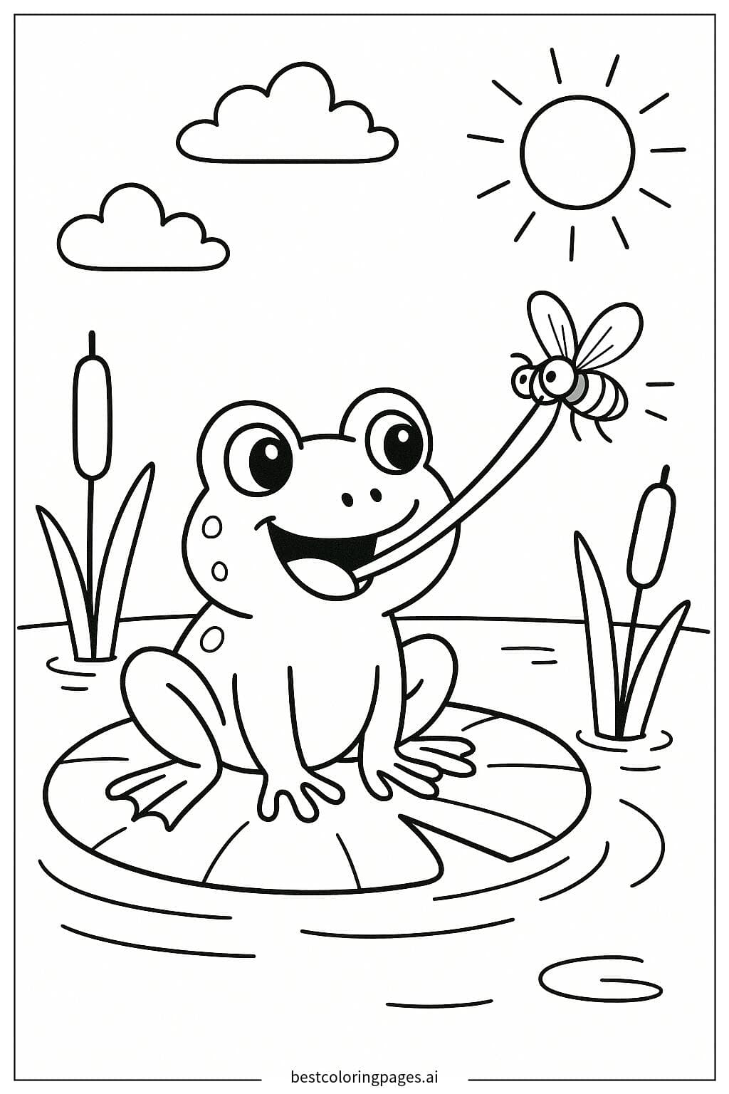 Frog Catching a Fly with Its Tongue