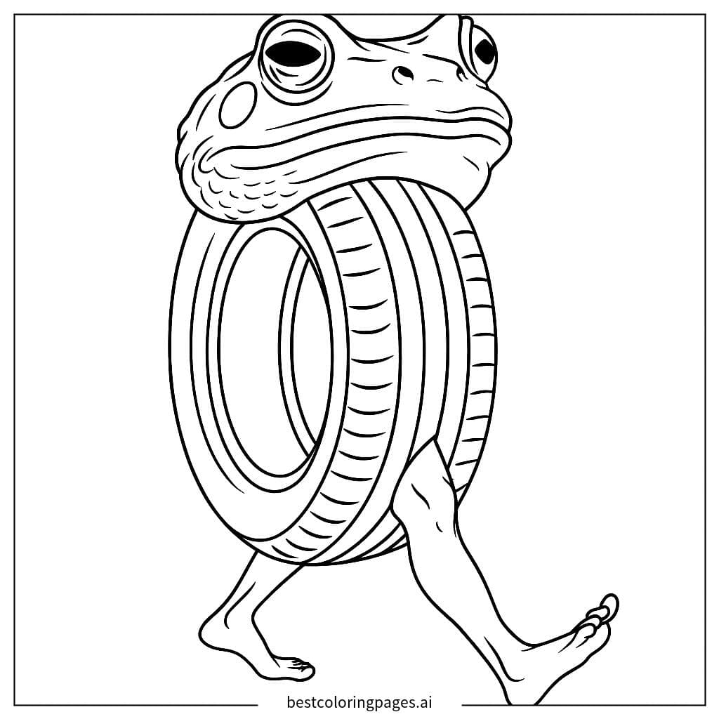 タイヤの中のカエル