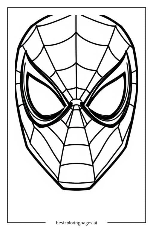 Front View of Spiderman's Mask Coloring Pages