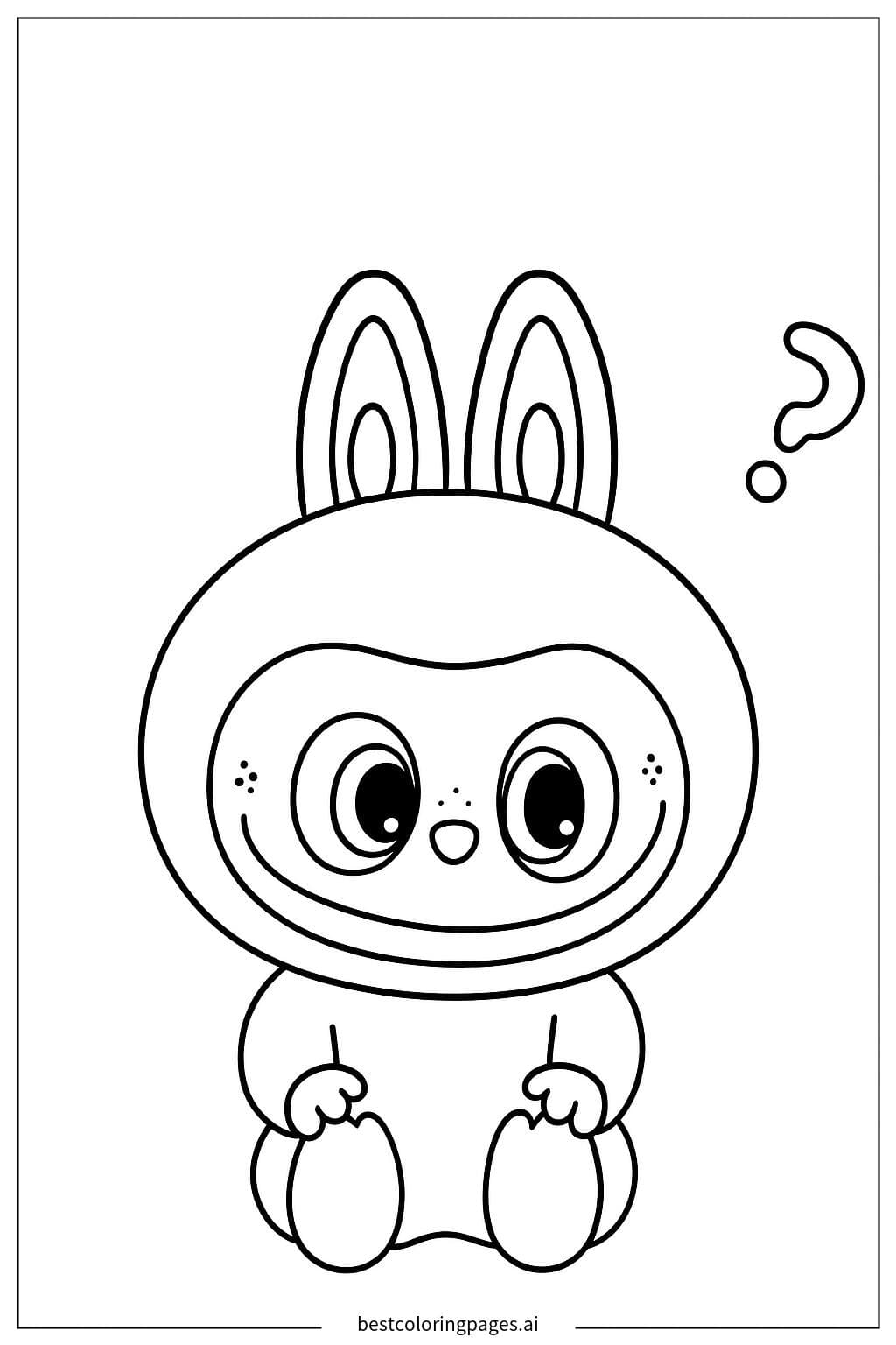 Smiling Labubu Coloring Page