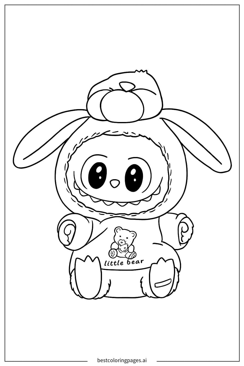 Furry Labubu Smiling Coloring Page