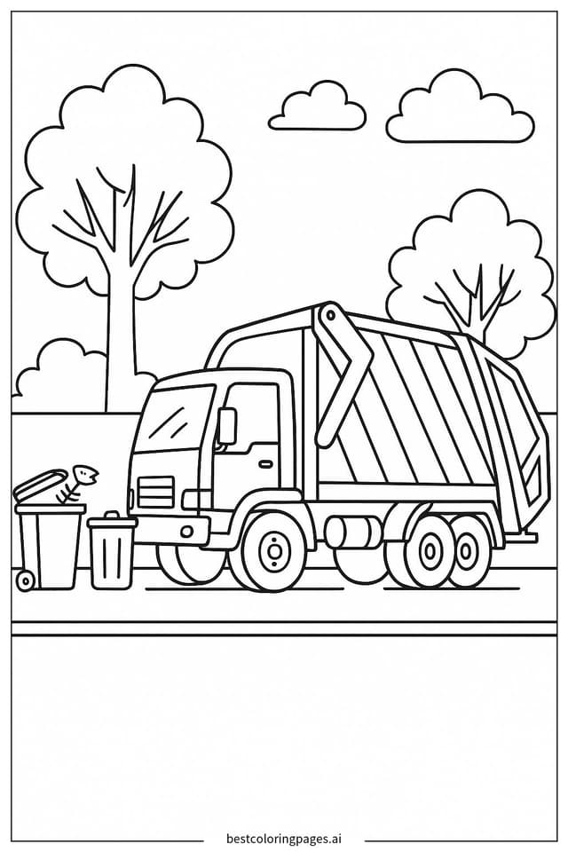 Müllwagen beim Müllsammeln Ausmalbilder