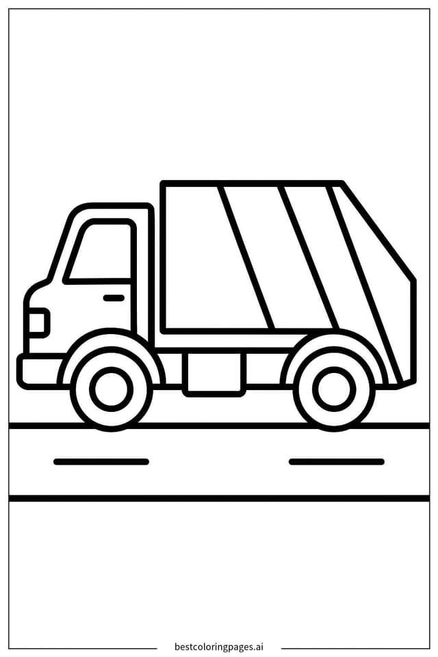 Disegni di Camion della spazzatura che guida su una strada da Colorare