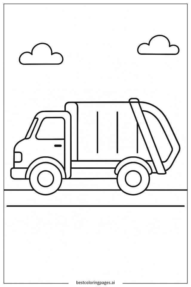 Müllwagen auf der Straße Ausmalbilder