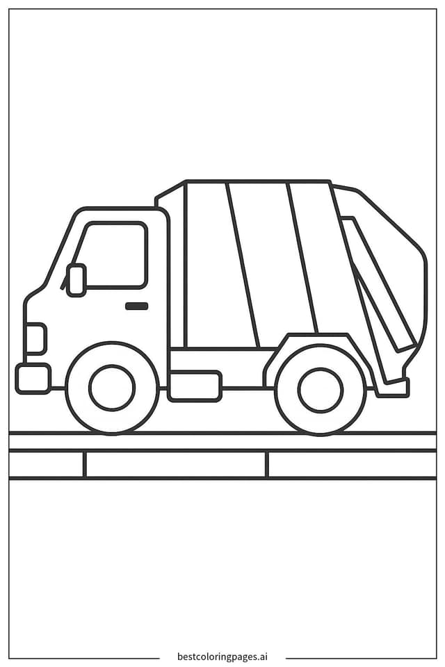 Disegni di Camion della spazzatura parcheggiato sul marciapiede da Colorare