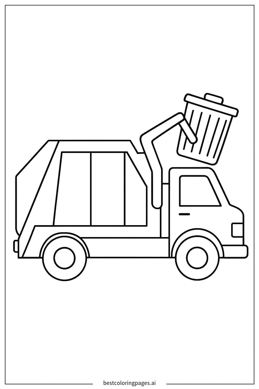 Garbage Truck Picking Up a Trash Can