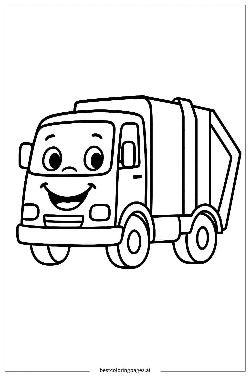 Smiling Garbage Truck Coloring Page