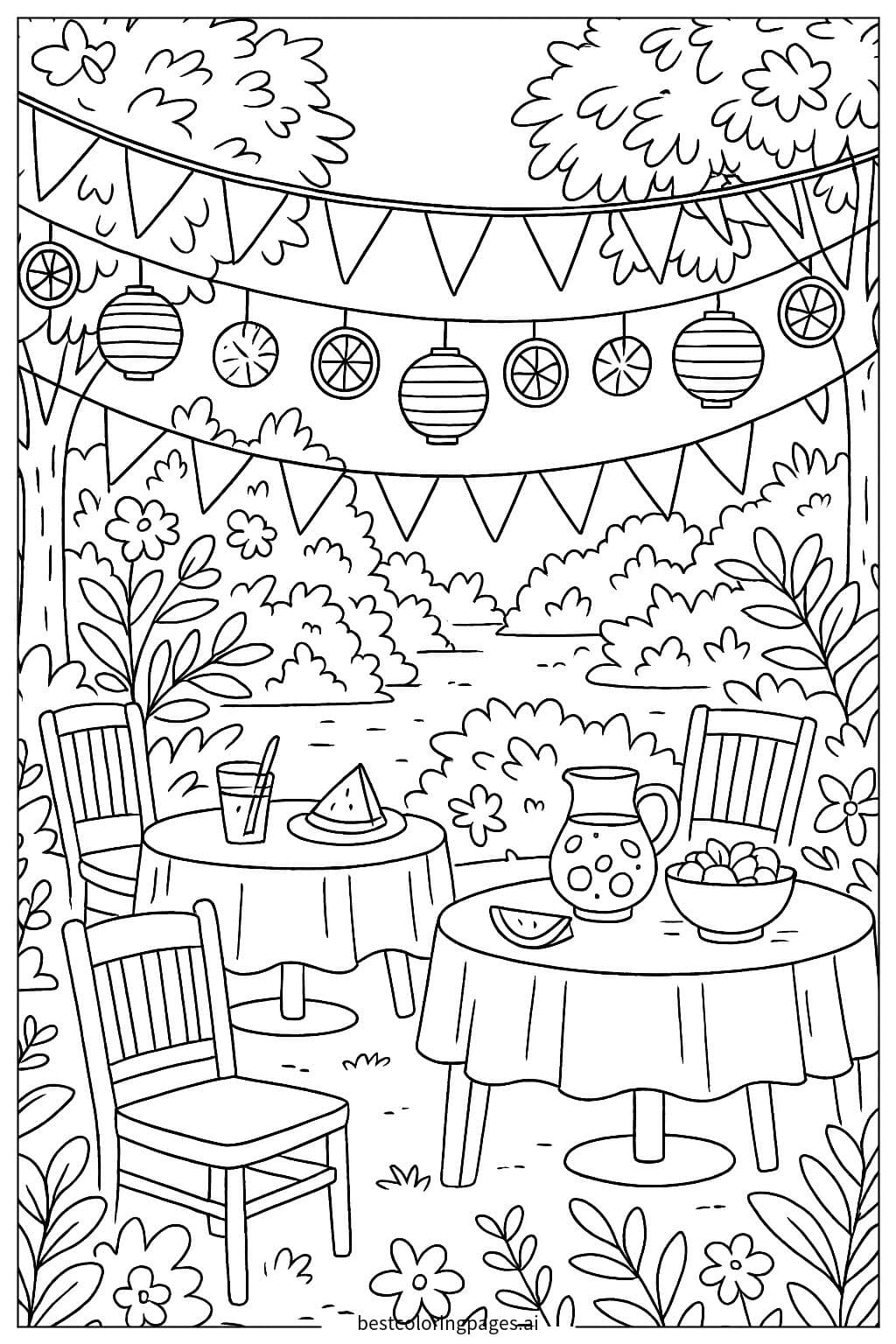 Gartenparty mit Dekorationen