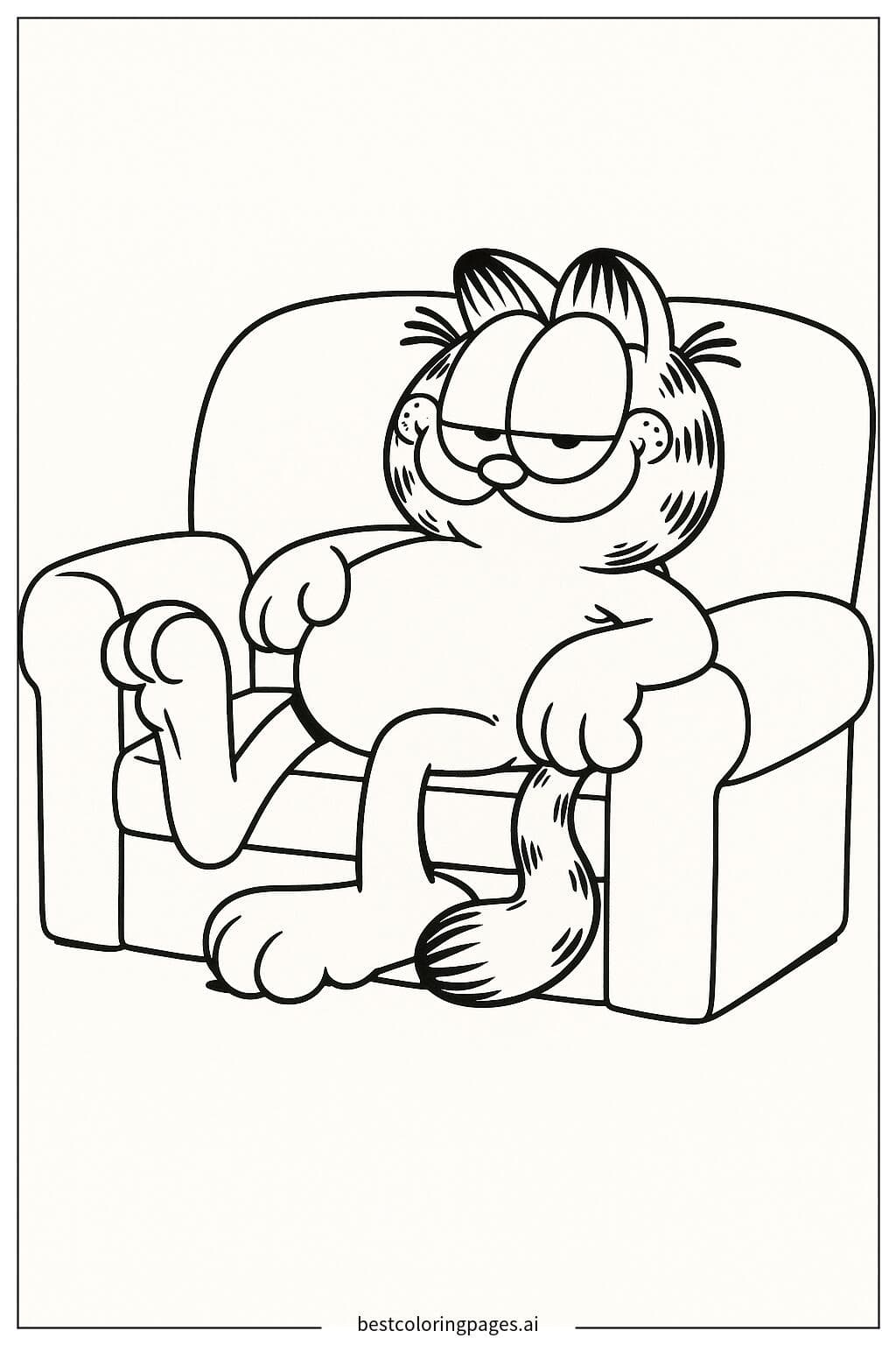 Garfield entspannt auf dem Sofa Ausmalbilder