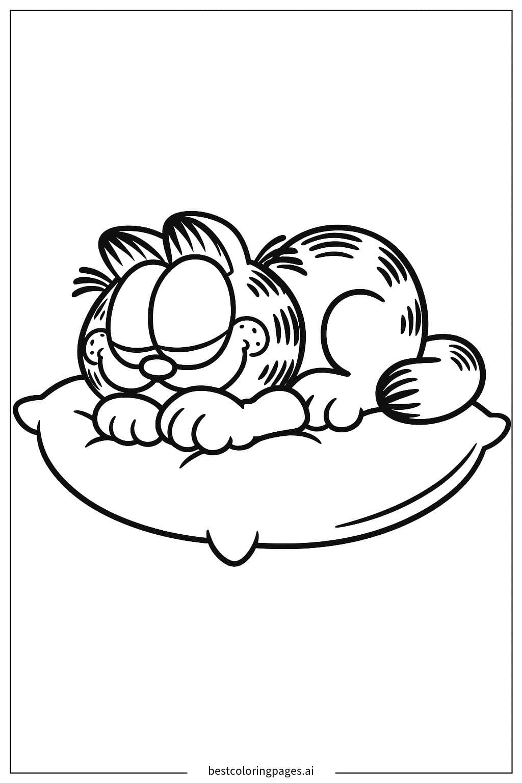 Disegni di Garfield che dorme su un cuscino da Colorare