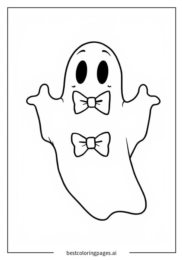 Ghost with a Bow Tie Coloring Page