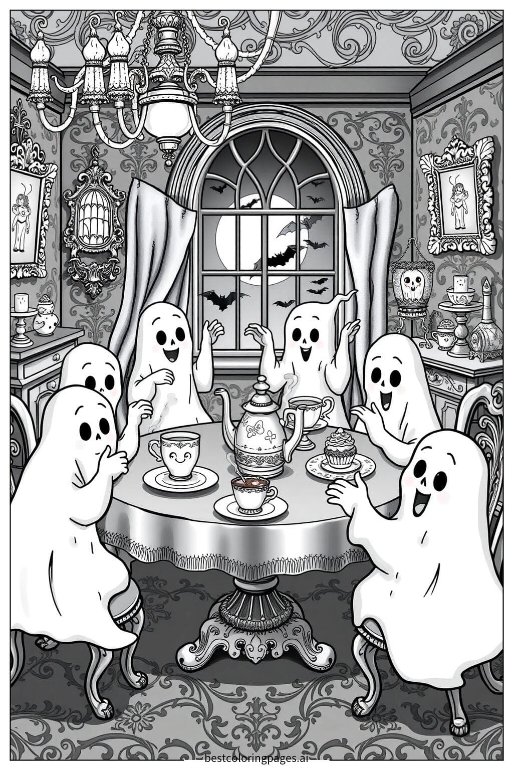 Ghosts Hosting a Spooky Tea Party