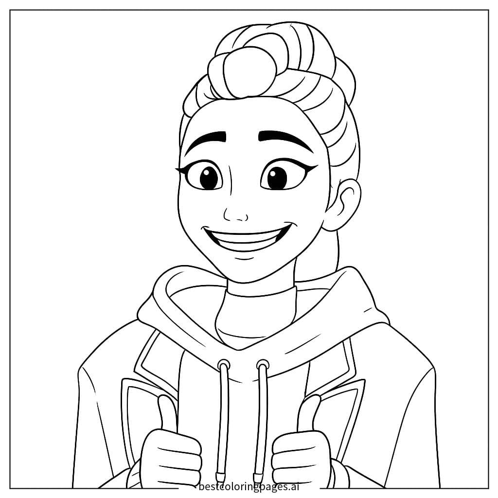 Girl Giving a Thumbs Up in Kpop Demon Hunters Style