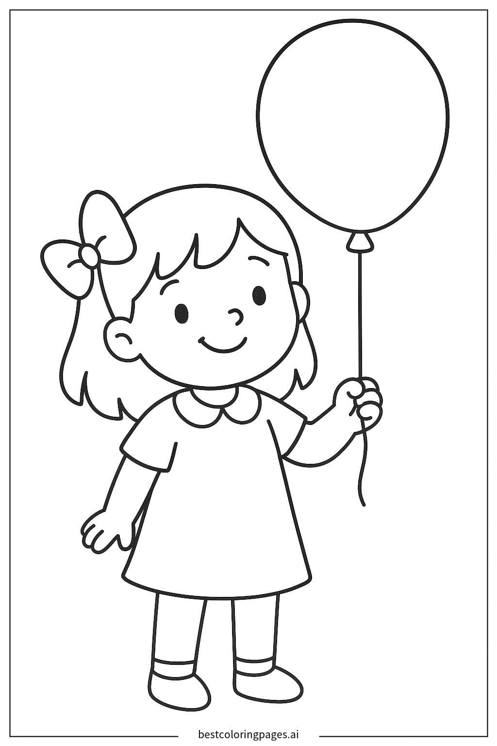 Smiling Girl Holding a Balloon