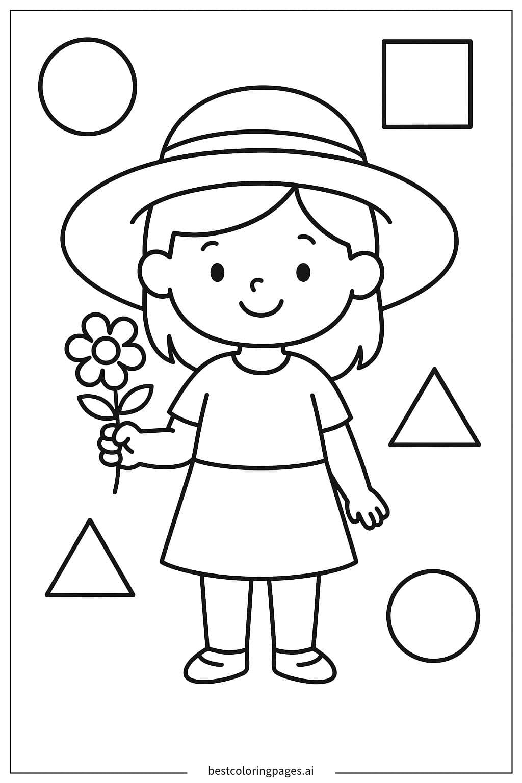 Girl in a Sun Hat Holding a Flower