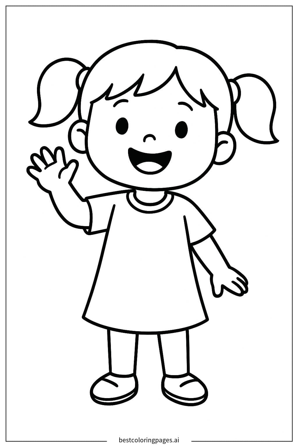 ツインテールの女の子が手を振る