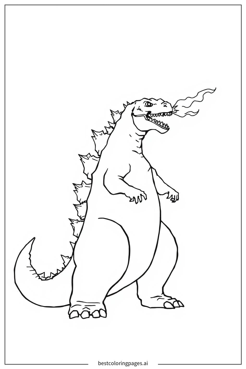 Godzilla Breathing Fire Coloring Page