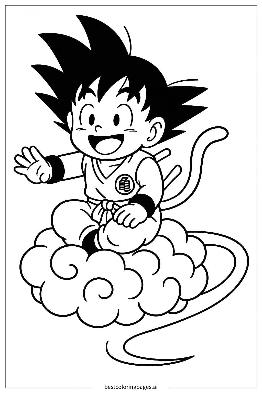 Goku Volando en la Nube Voladora