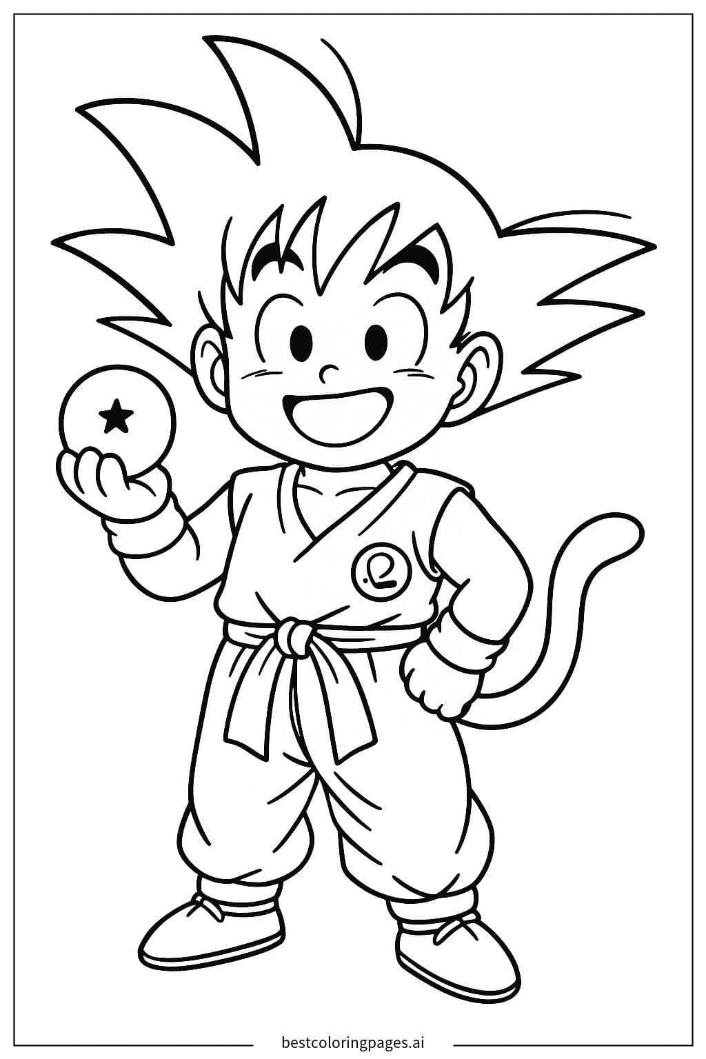 Goku Holding a Dragon Ball
