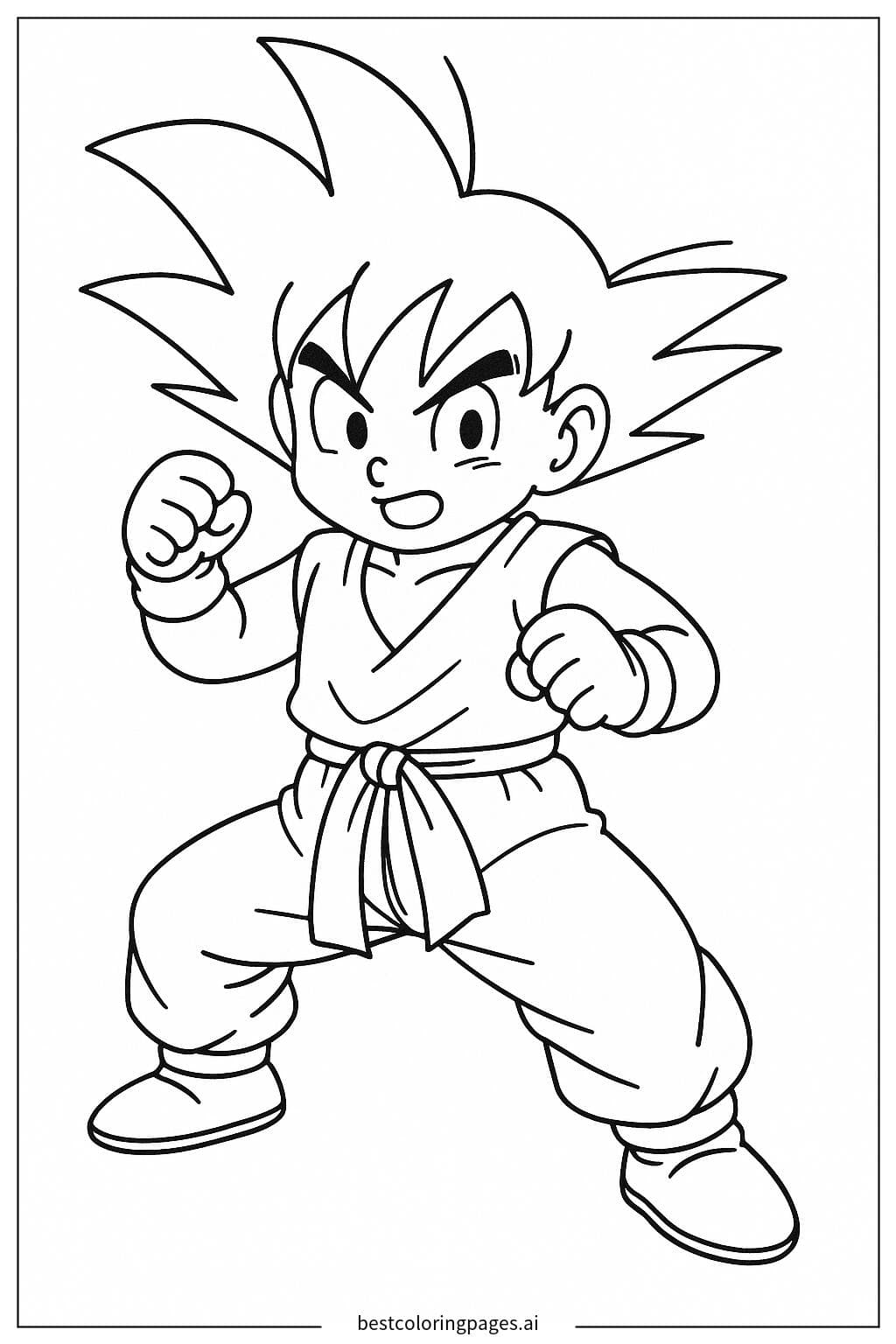 Goku in Basic Fighting Stance Coloring Page