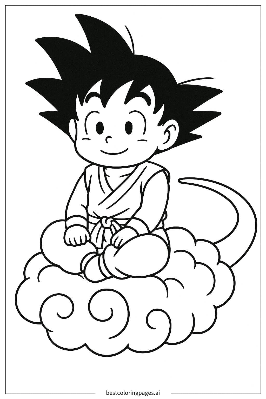 Goku sentado en la nube voladora