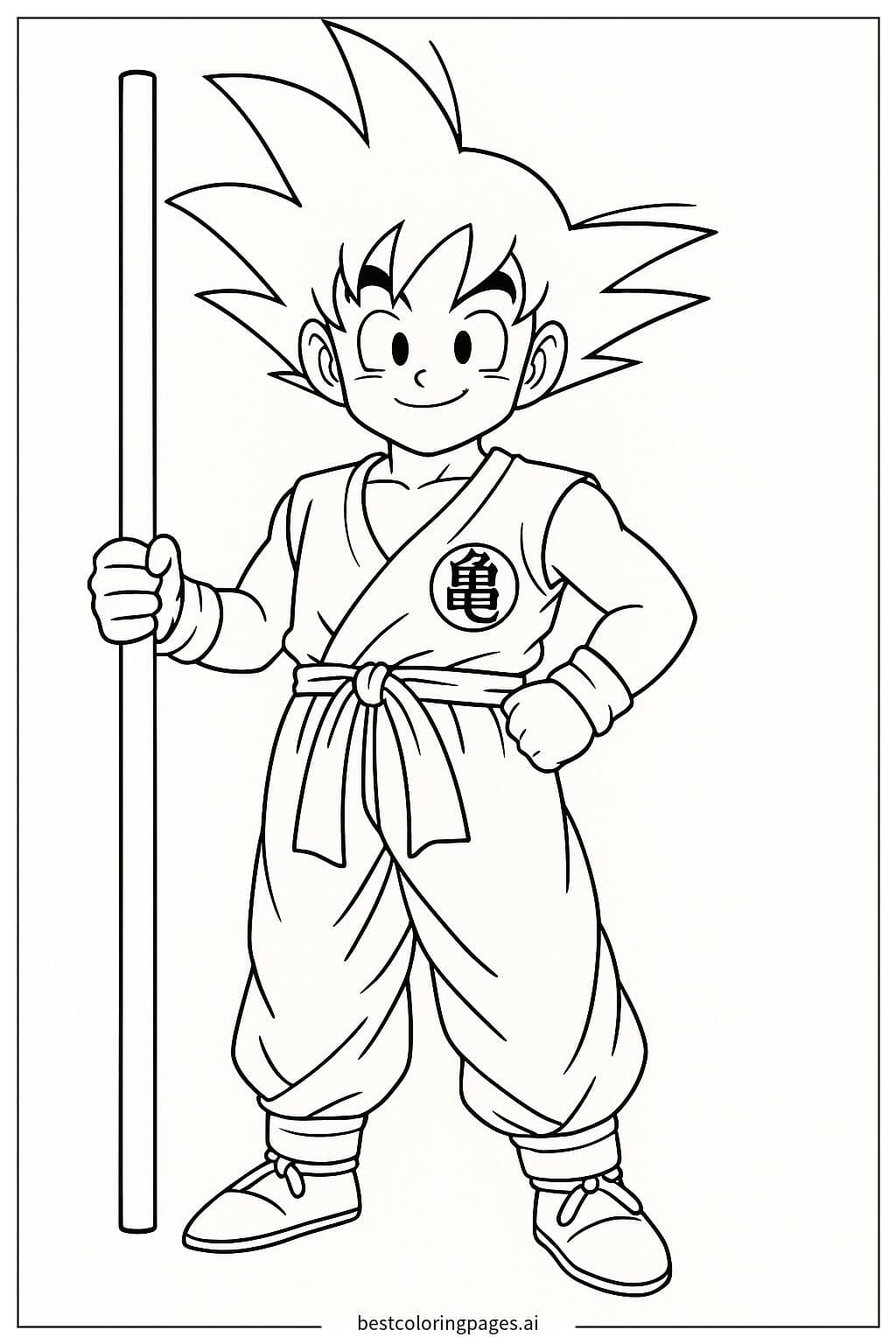 Goku Standing Proudly with His Power Pole