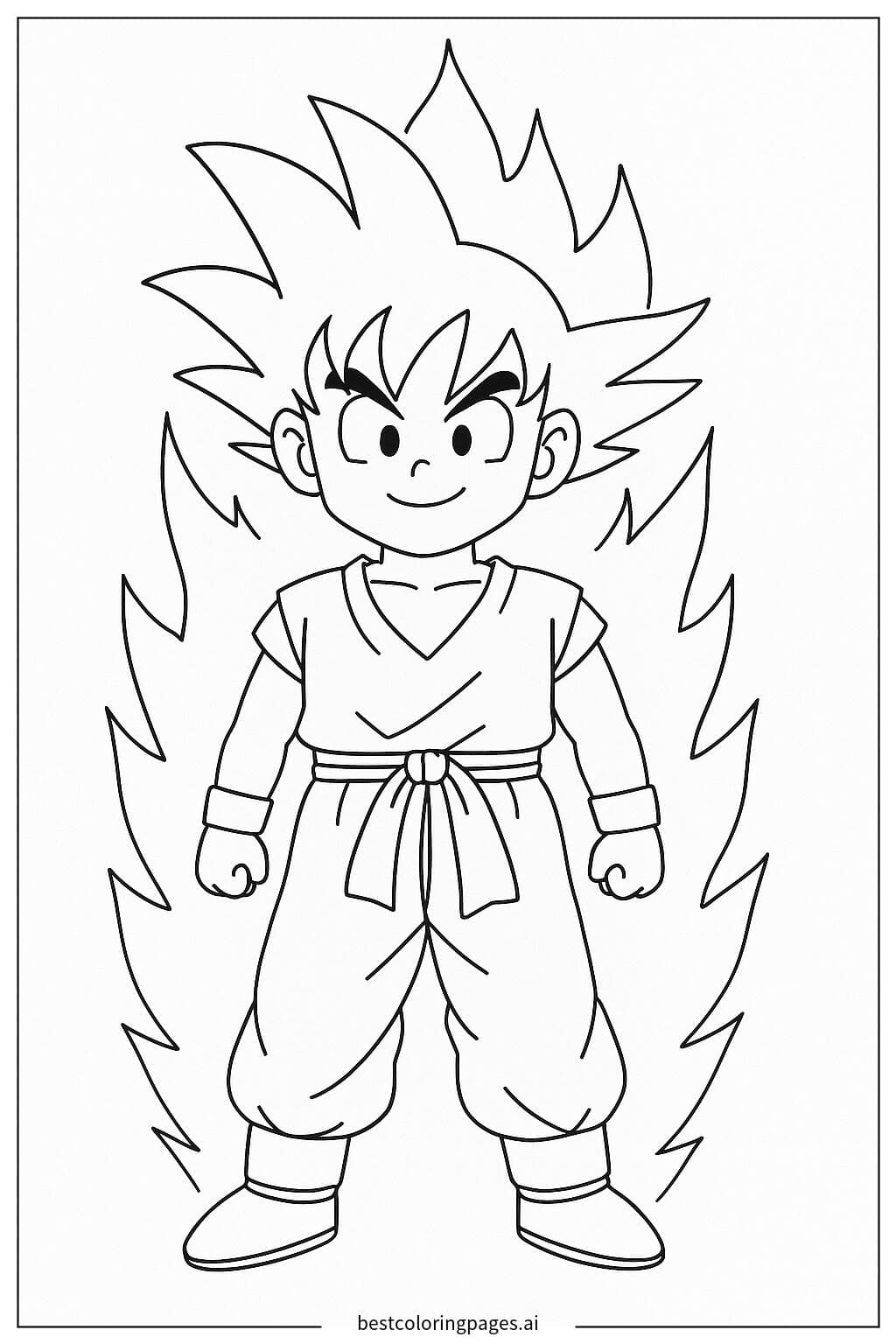 Goku with Power Aura Coloring Page