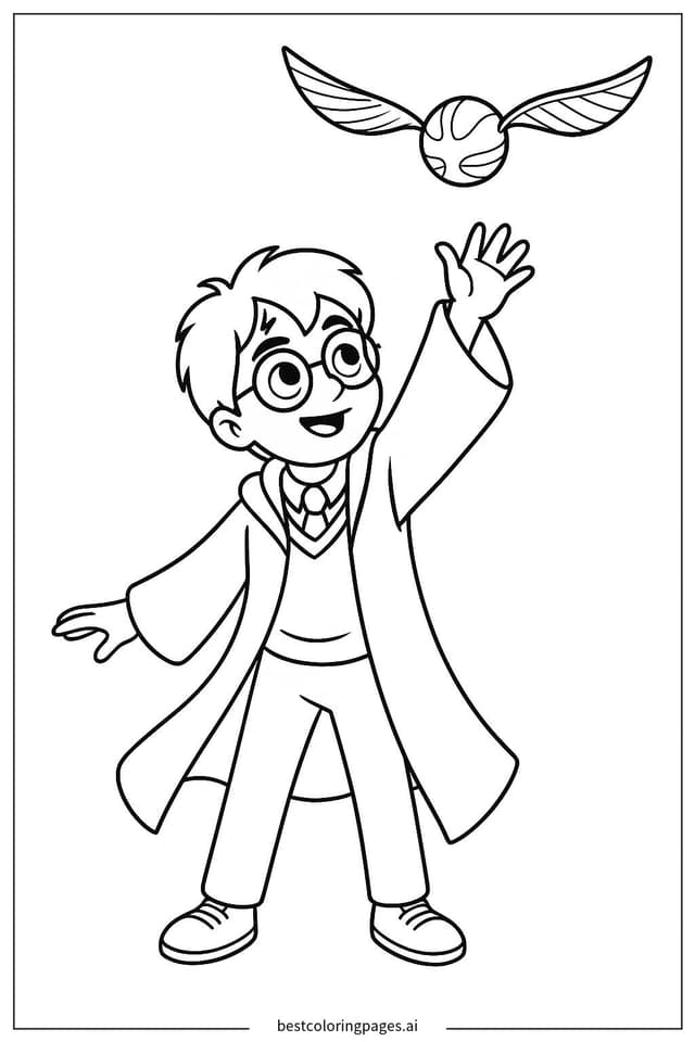 Golden Snitch in Flight Coloring Page