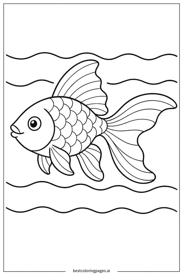 Disegni di Pesce Rosso Nuotante da Colorare