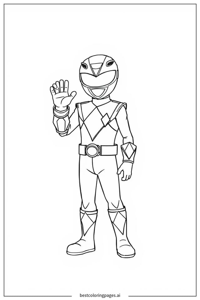Coloriage Ranger Vert saluant avec un geste amical