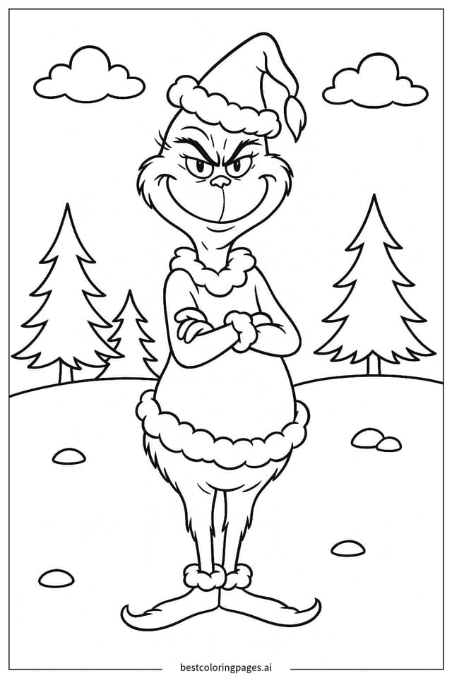 Grinch Standing Tall Coloring Page