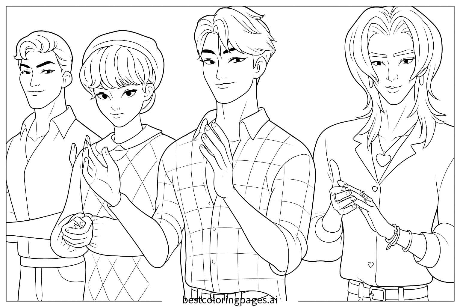 Kpop Demon Hunters: Group Applauding Scene Coloring Page