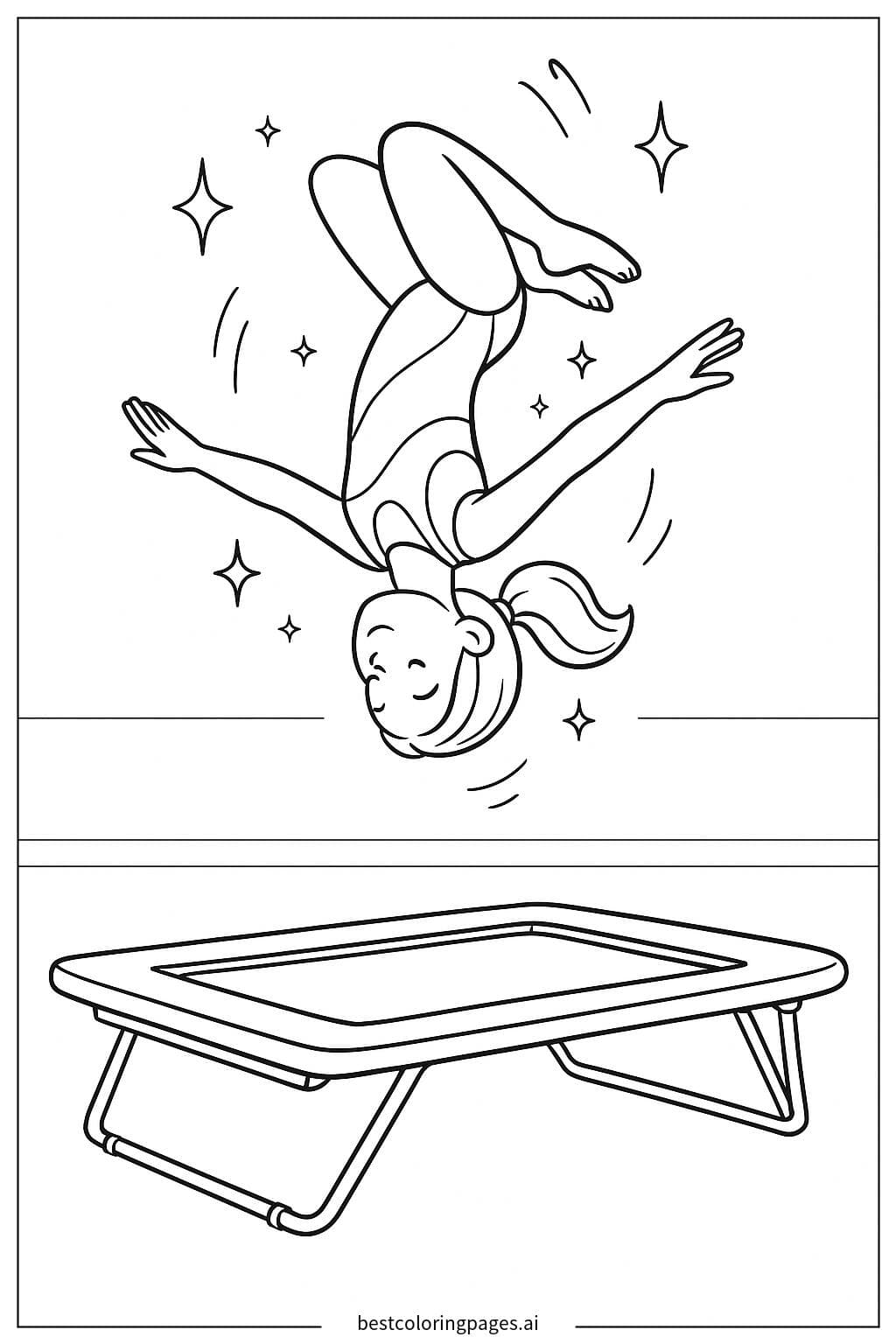 Ginasta fazendo acrobacia no trampolim