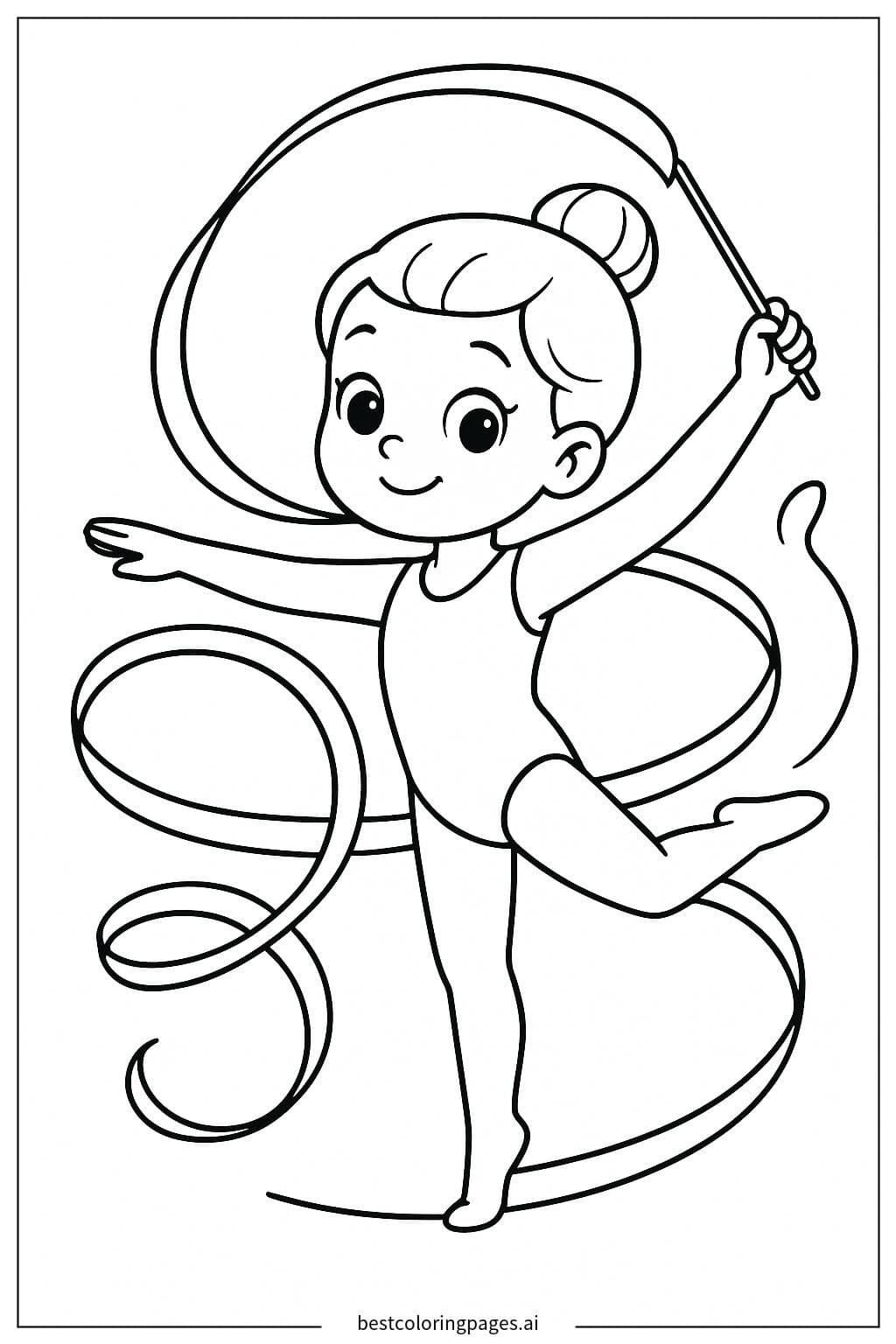 Ginasta segurando fita colorida