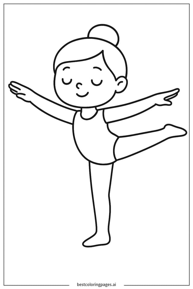 Graceful Gymnast Balancing Coloring Page