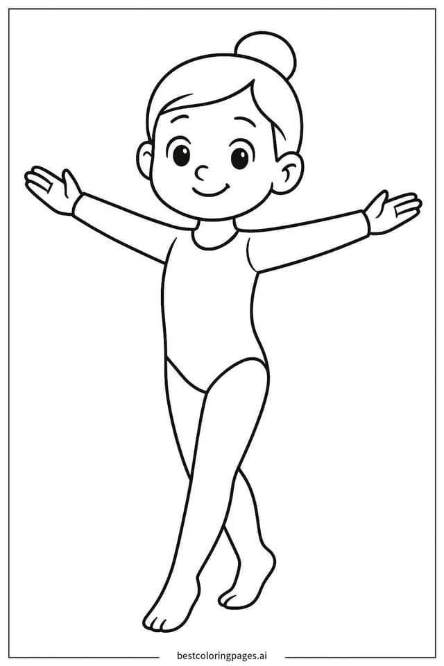Graceful Gymnast in Leotard Coloring Page
