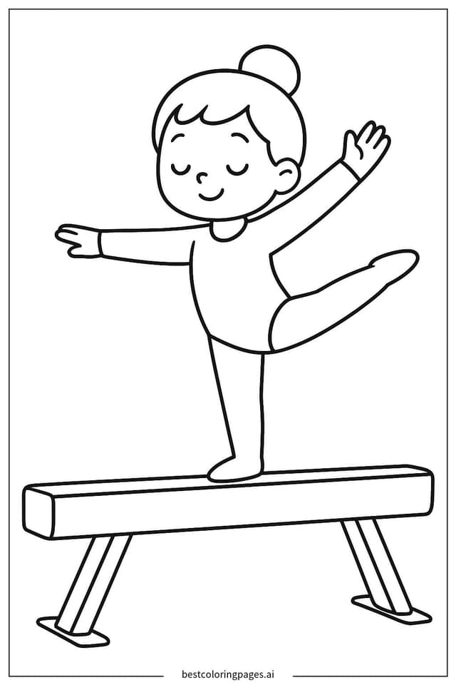 Balance Beam Gymnastics Coloring Page Coloring Page