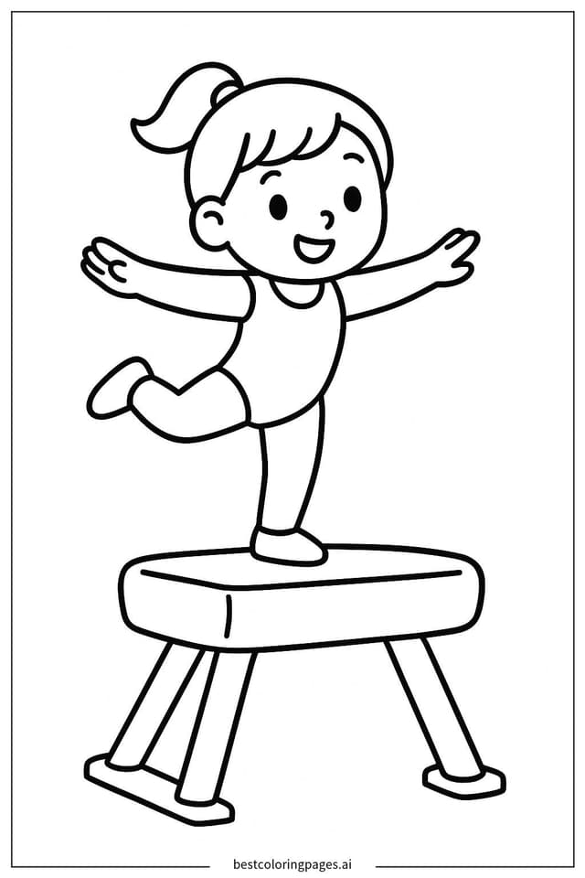 Vaulting Gymnastics Adventure Coloring Page