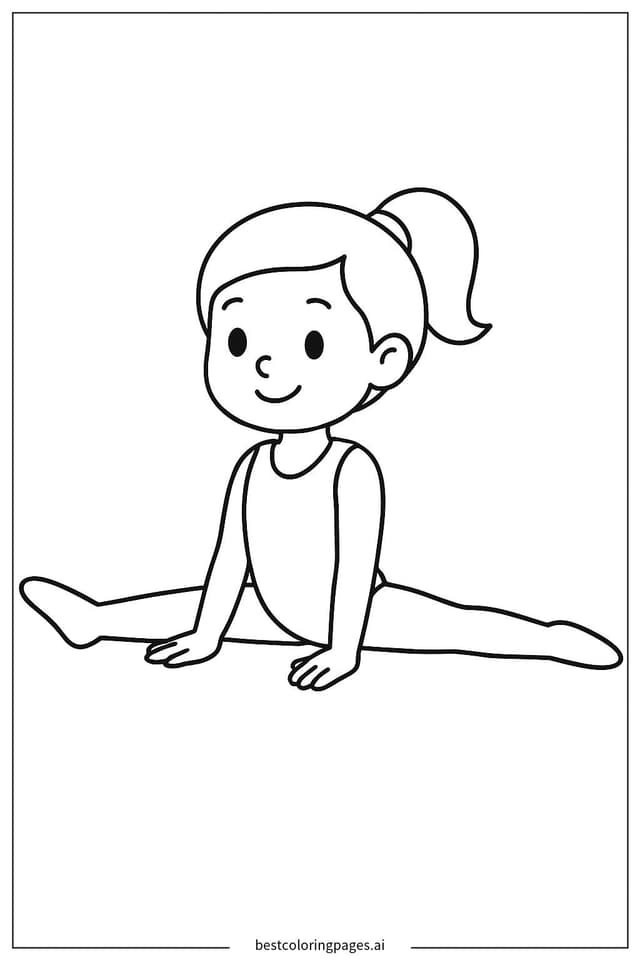 Young Gymnast Doing Splits Coloring Page