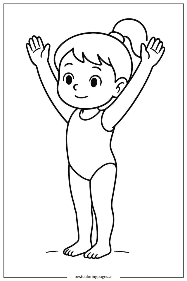 Young Gymnast Poised for Action Coloring Page