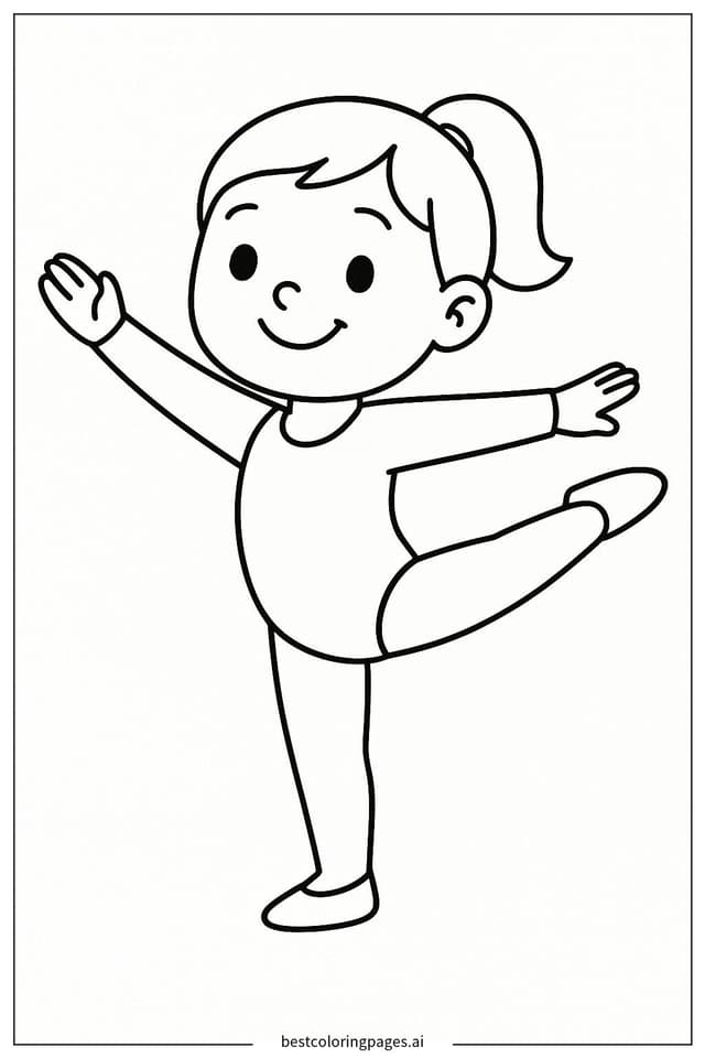 Happy Gymnast Coloring Page
