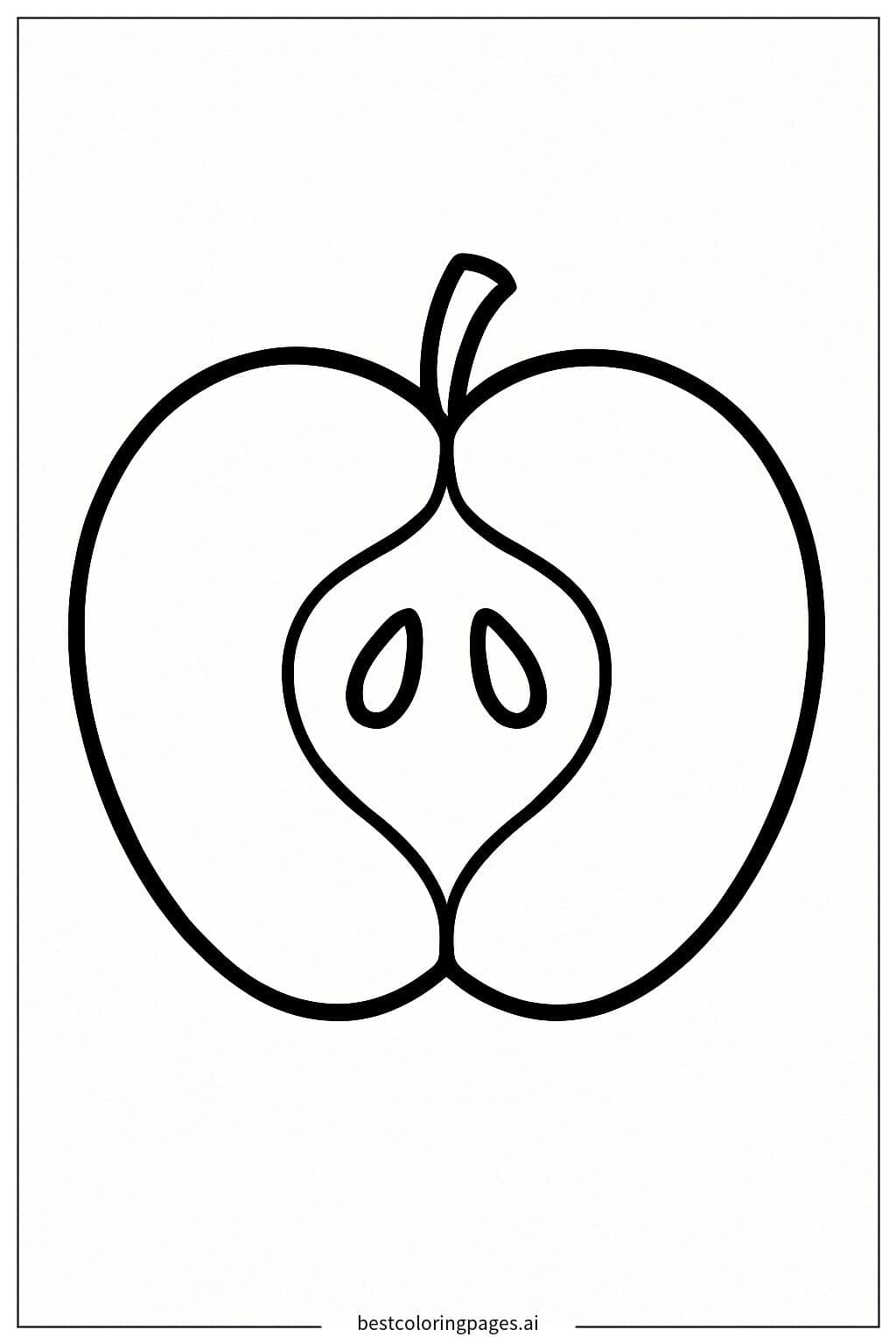 Half Apple Coloring Page
