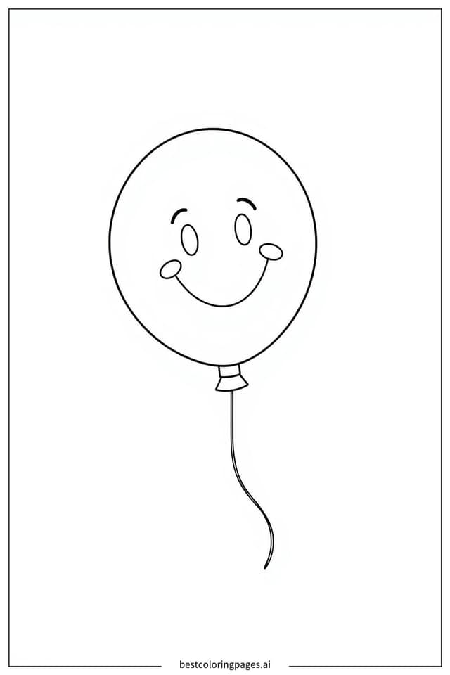Dibujos de Globo Feliz Flotante para Colorear