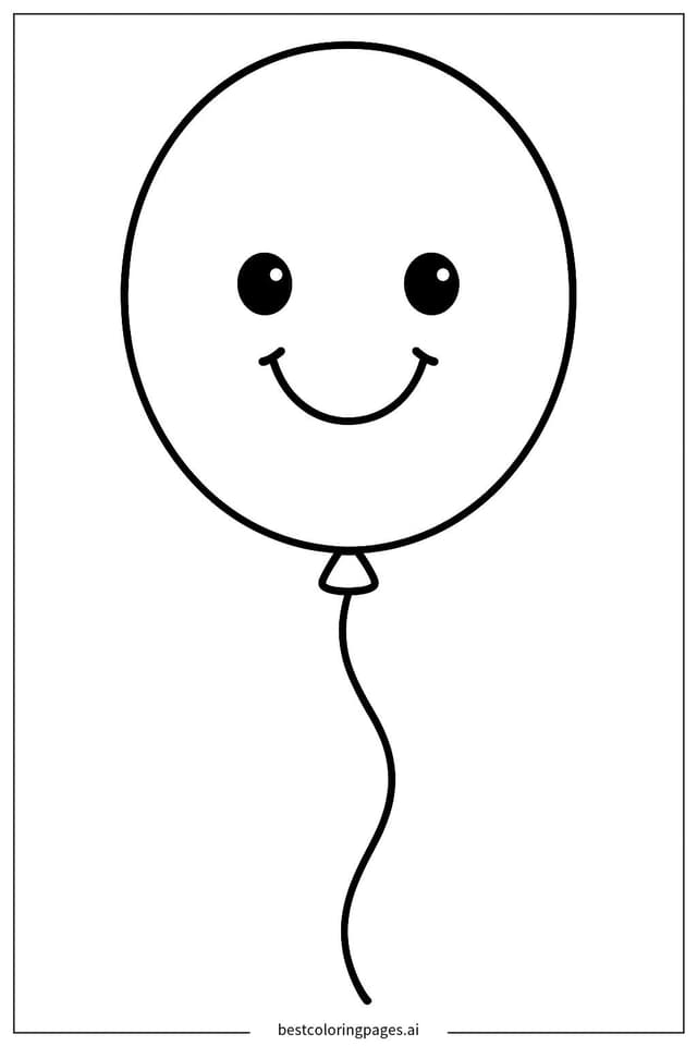 Dibujos de Globo sonriente con cuerda para Colorear