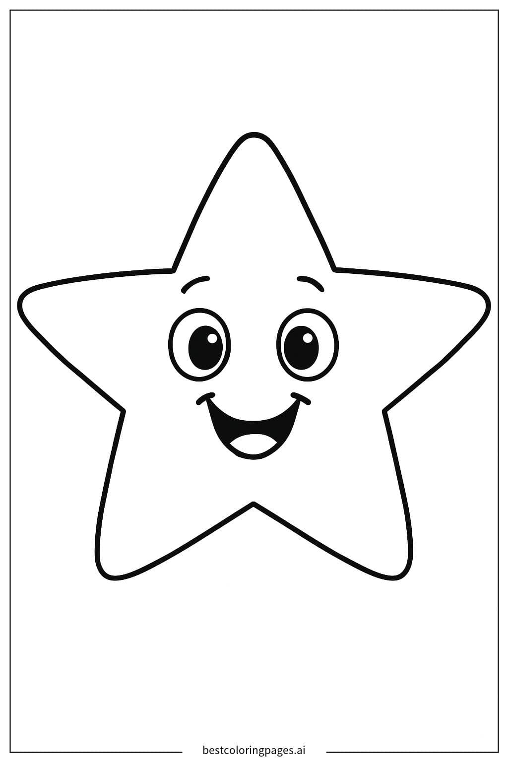 Cheerful Star with a Happy Face Coloring Page
