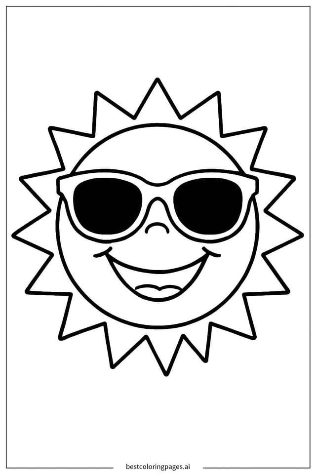Fröhliche Sonne mit Sonnenbrille Ausmalbilder